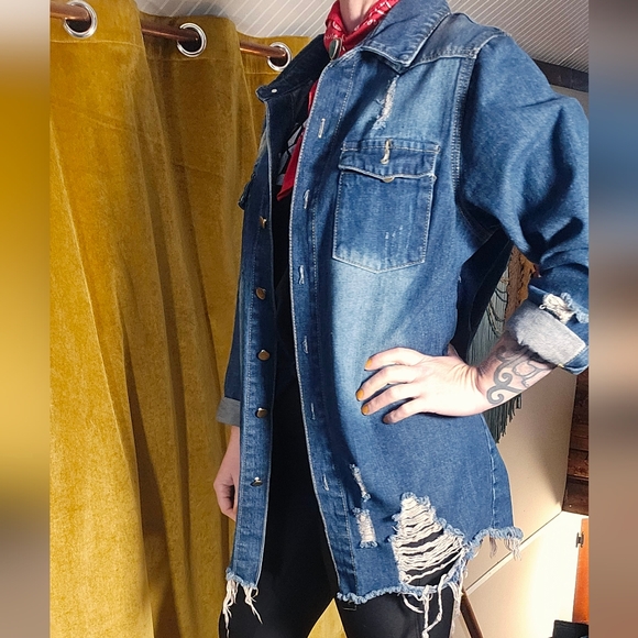 Distressed Denim Jacket - Picture 4 of 13